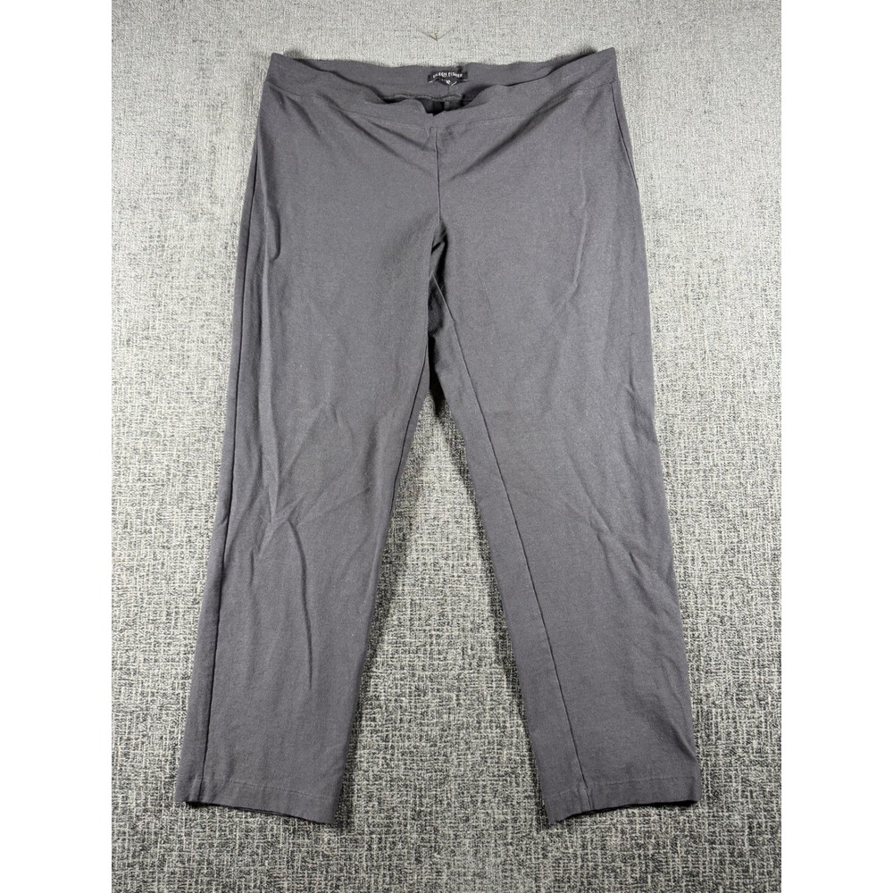 Eileen Fisher Petite Pants Womens PL Gray Straight Leg Stretch Pull On Trousers